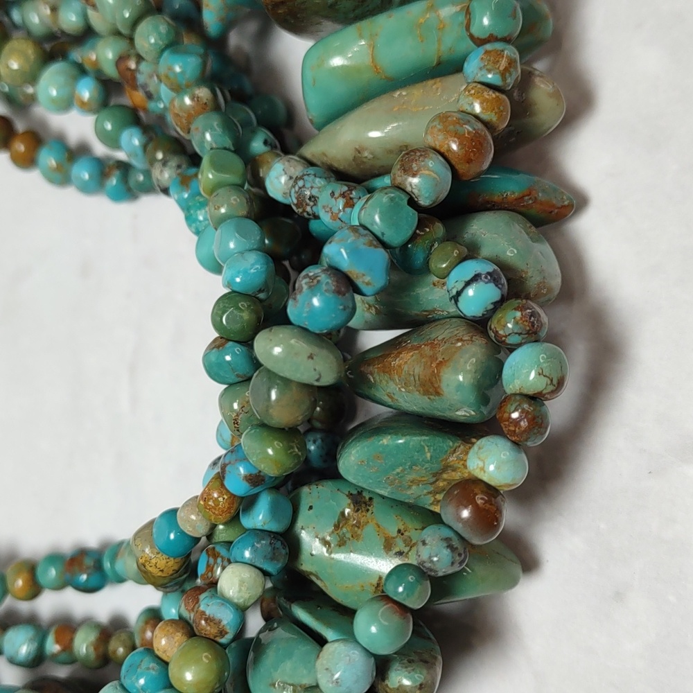 Stunning Southwestern Inspired Multi Strand Turquoise Necklace - Picture 2 of 10